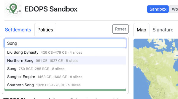 Polity search results for "Song"