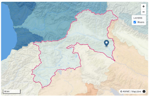 Level 06 basin for Tbilisi previewed on the map